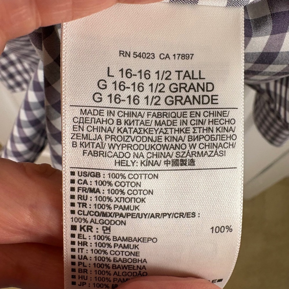 Banana Republic Button Up Shirt Men's LT Purple Gingham Non-Iron Classic Fit - Picture 4 of 6